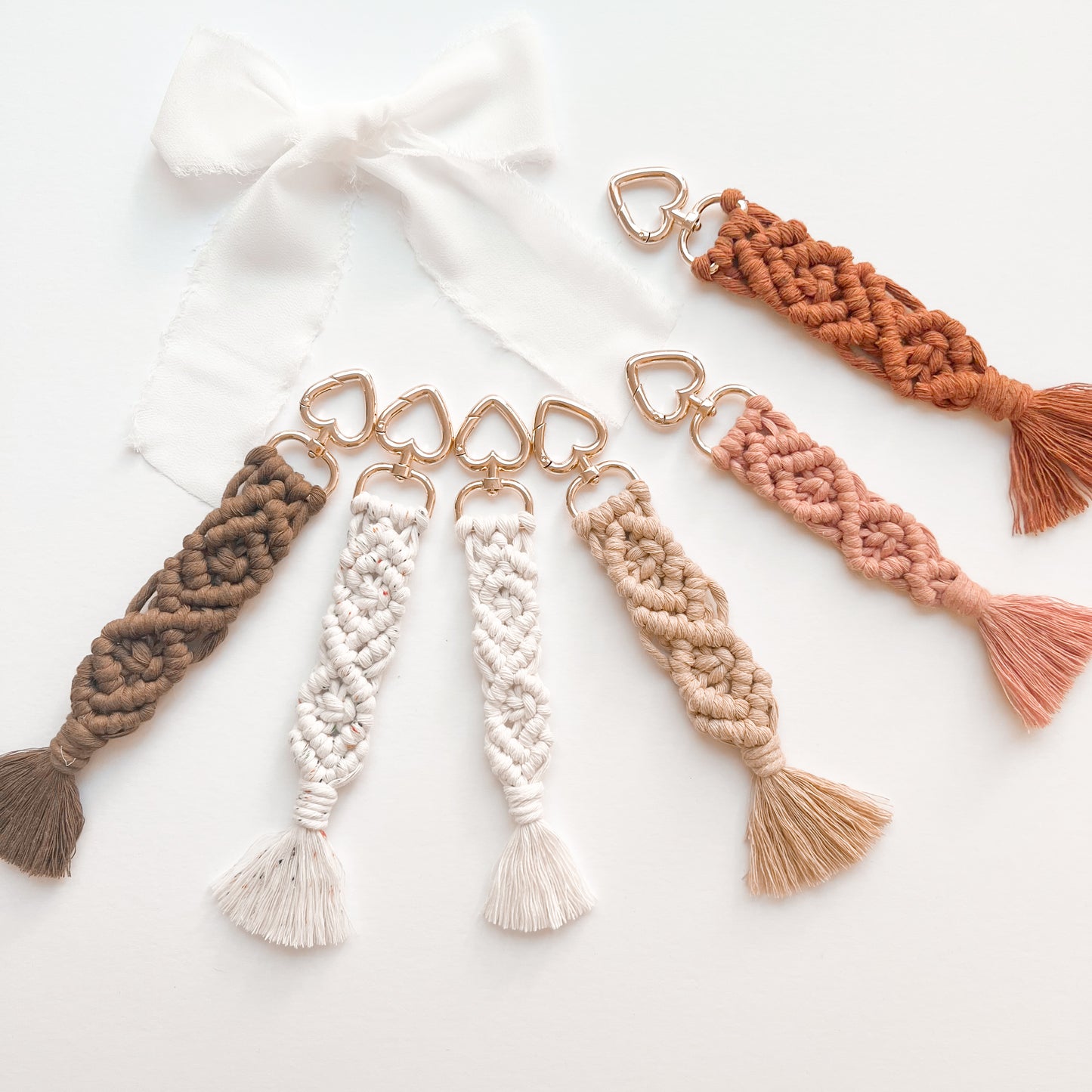 Heart-Shaped Macramé Keychain