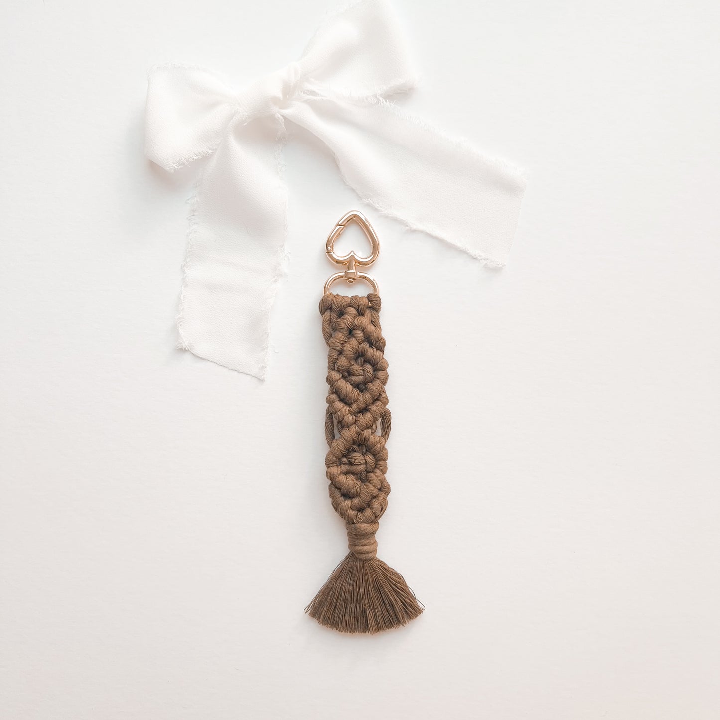 Heart-Shaped Macramé Keychain