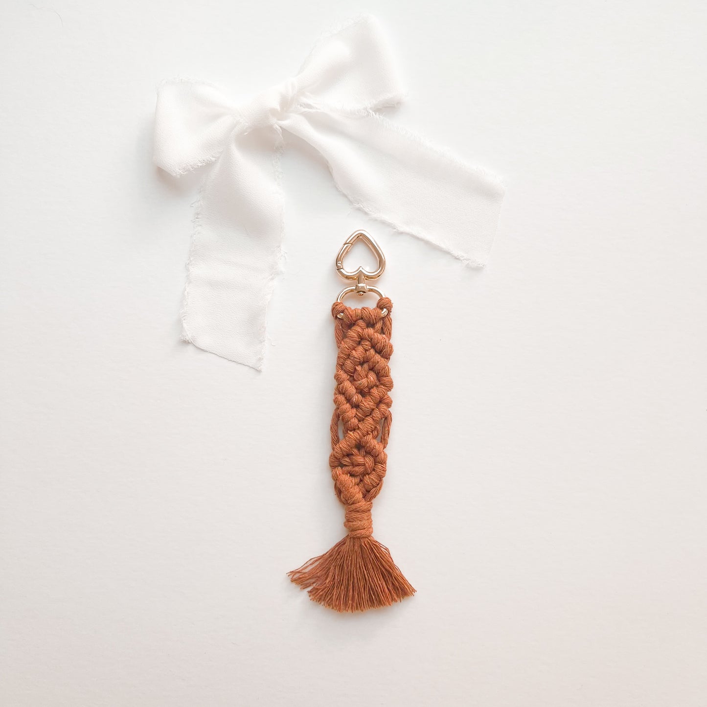 Heart-Shaped Macramé Keychain