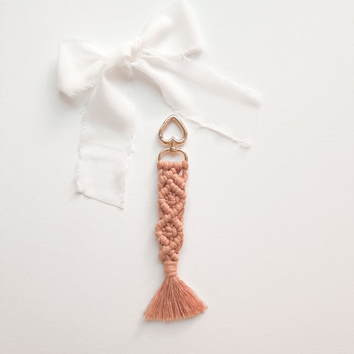 Heart-Shaped Macramé Keychain
