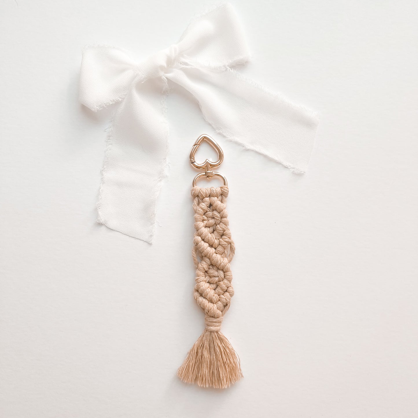 Heart-Shaped Macramé Keychain