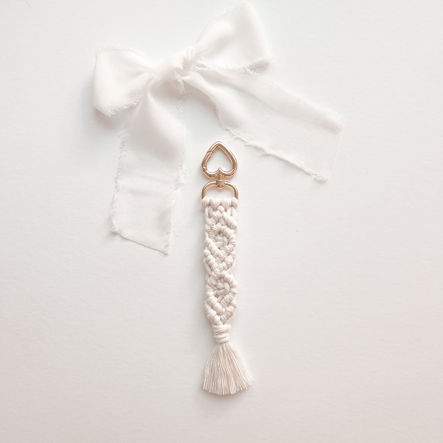 Heart-Shaped Macramé Keychain