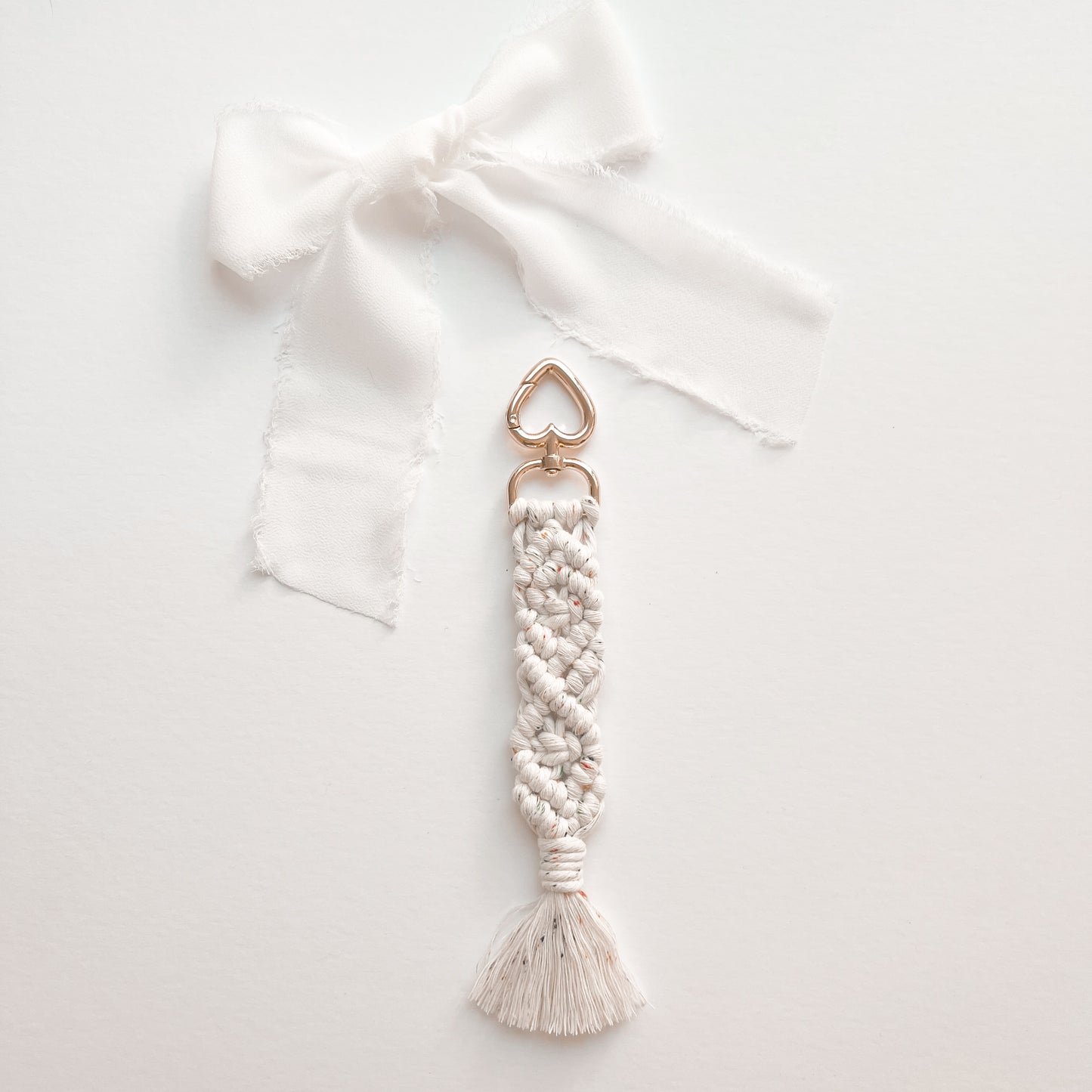Heart-Shaped Macramé Keychain