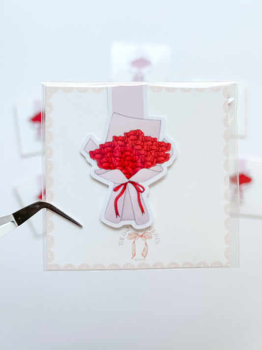 Red Rose Bouquet - Valentine Magnetic Bookmark
