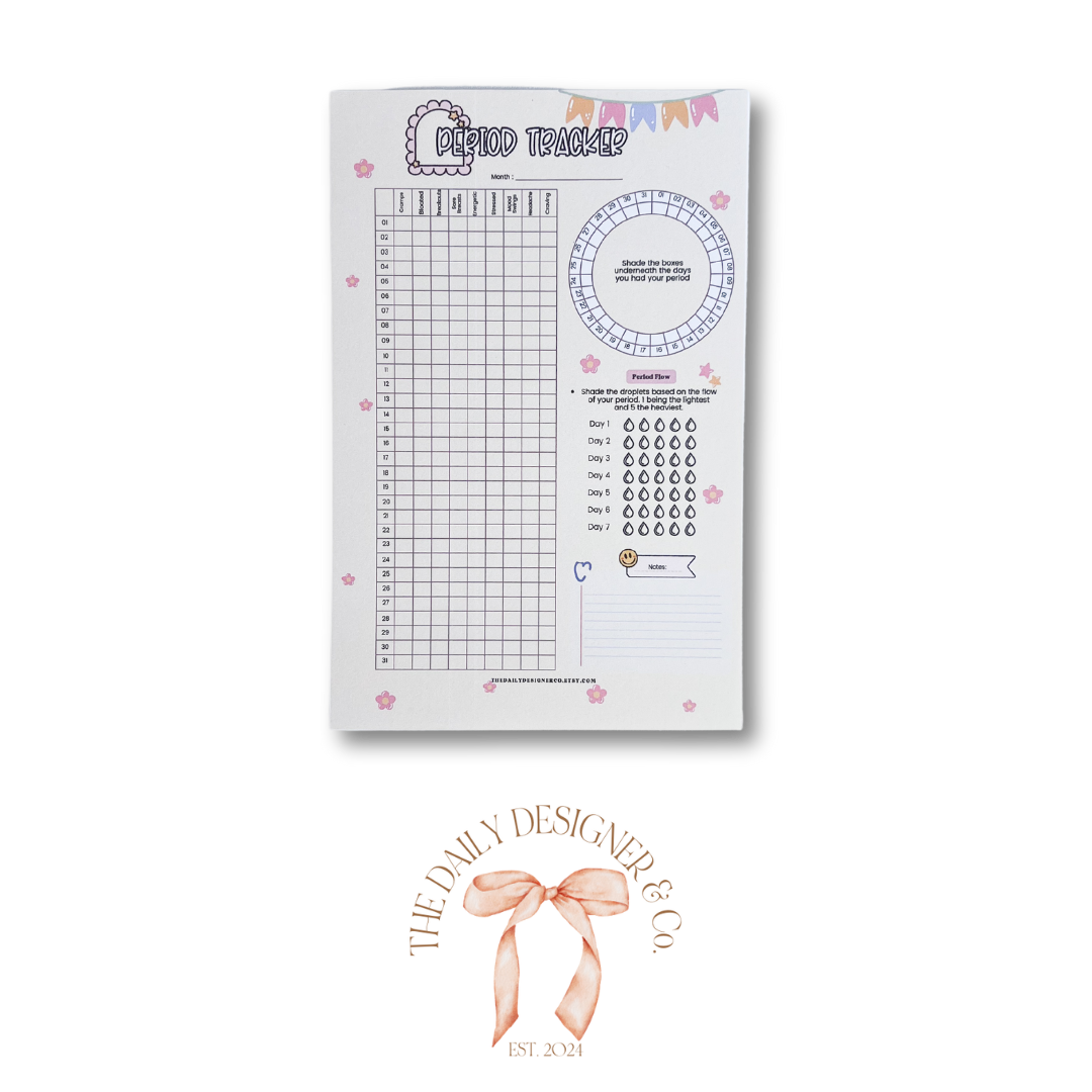 Period Tracker Tracker Pages | 12 month Bundle A5 Inserts