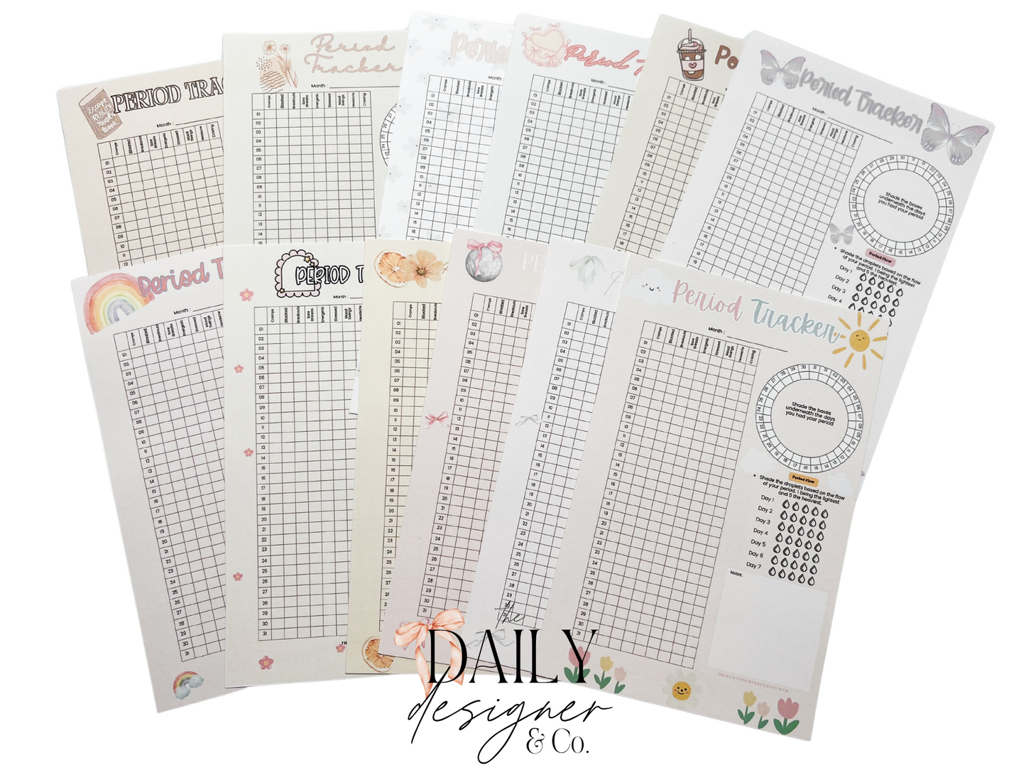 Period Tracker Tracker Pages | 12 month Bundle A5 Inserts